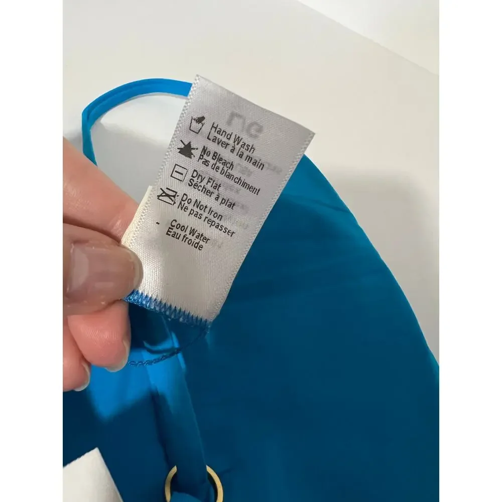 NWT L*Space Women's Ribbed Pointelle Winnie Bikini Swim Top Electric Blue Size L